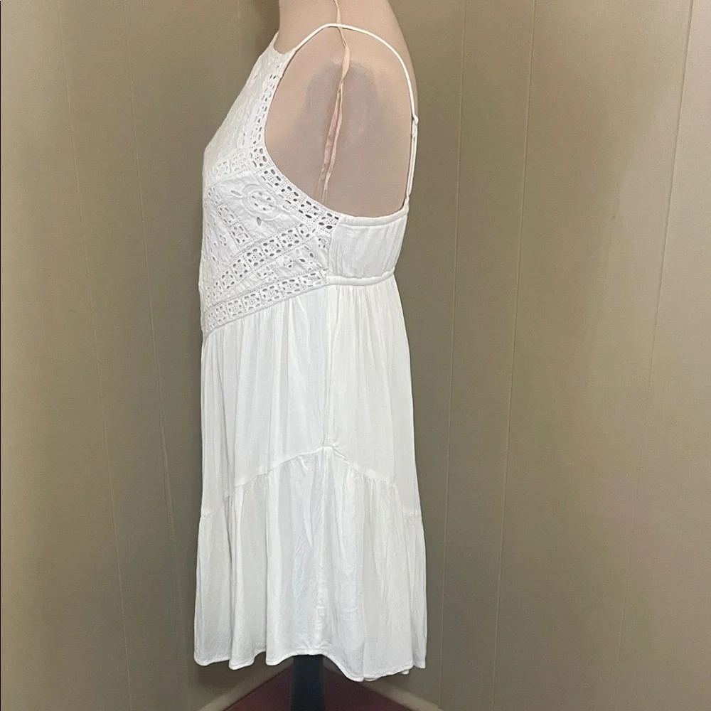 American Eagle Outfitters Small Vintage Ivory White Eyelet Tiered Boho Sundress - Picture 12 of 15